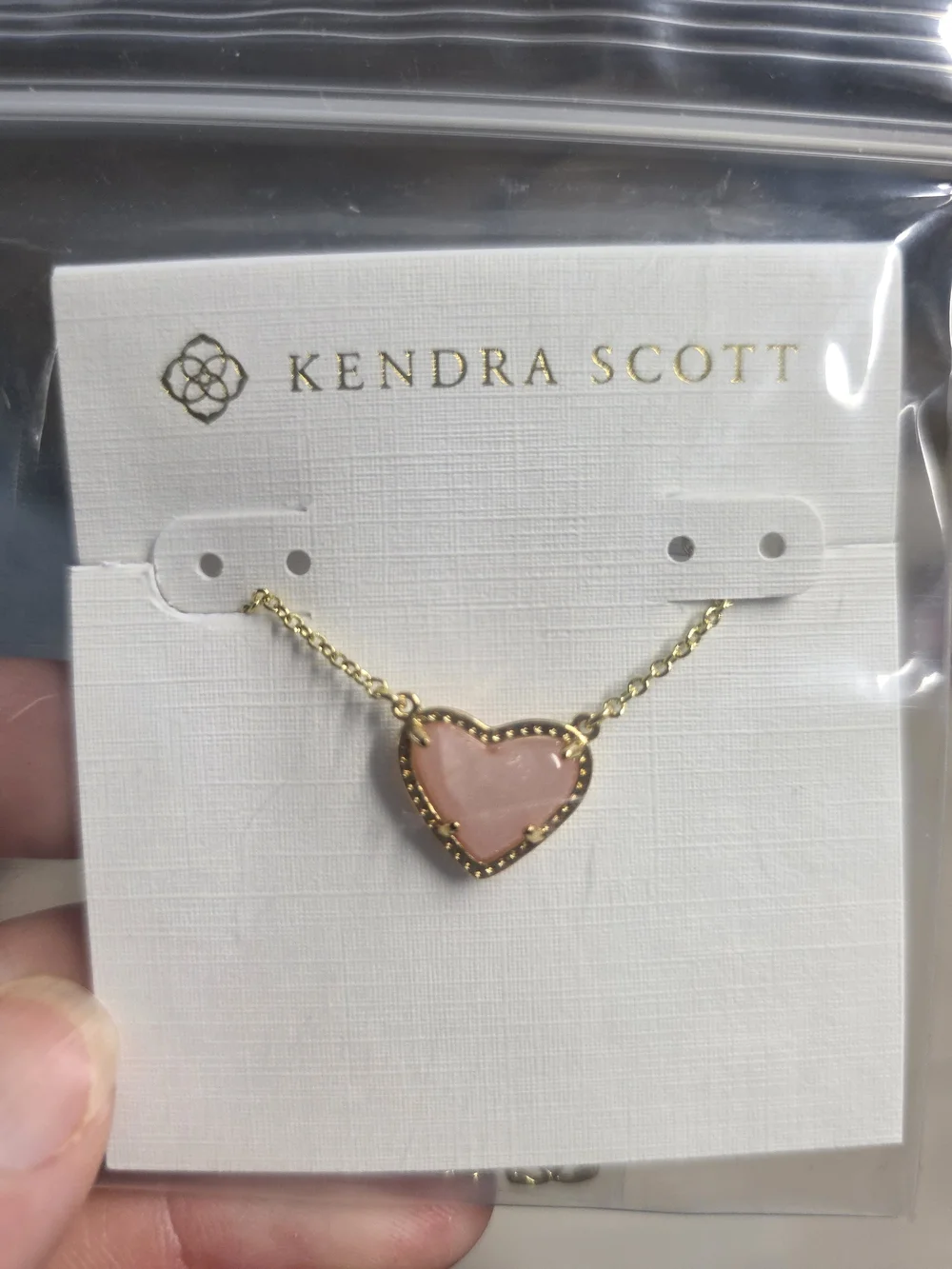 NWT Kendra Scott Gold Necklace with Pink Heart Pendant